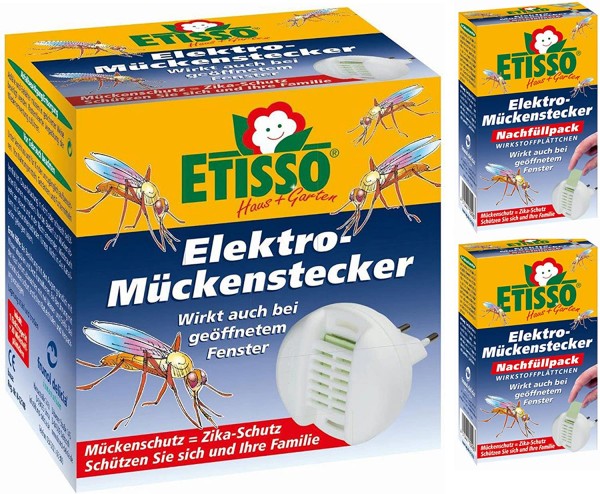 Frunol Etisso Elektro-Mückenstecker - 1 Gerät (inklusive 20 Plättchen) + 40 Nachfüllplättchen