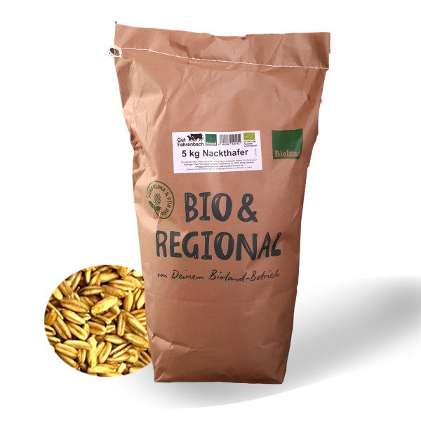 Bio-Nackthafer 5 kg Haferkerne in Biolandqualität - ganzes Korn